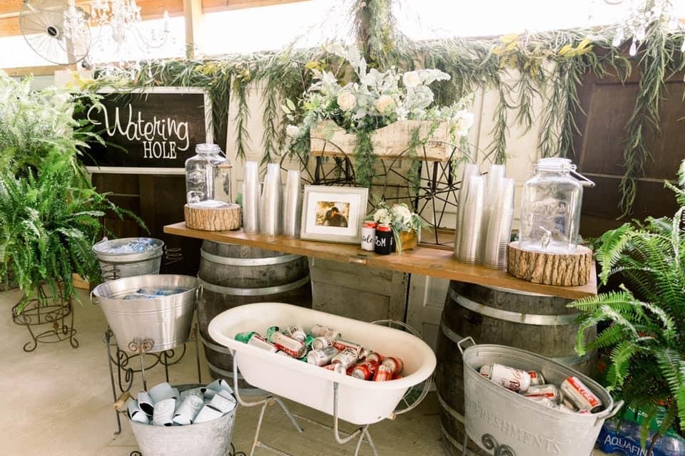 Decorated wedding seating area