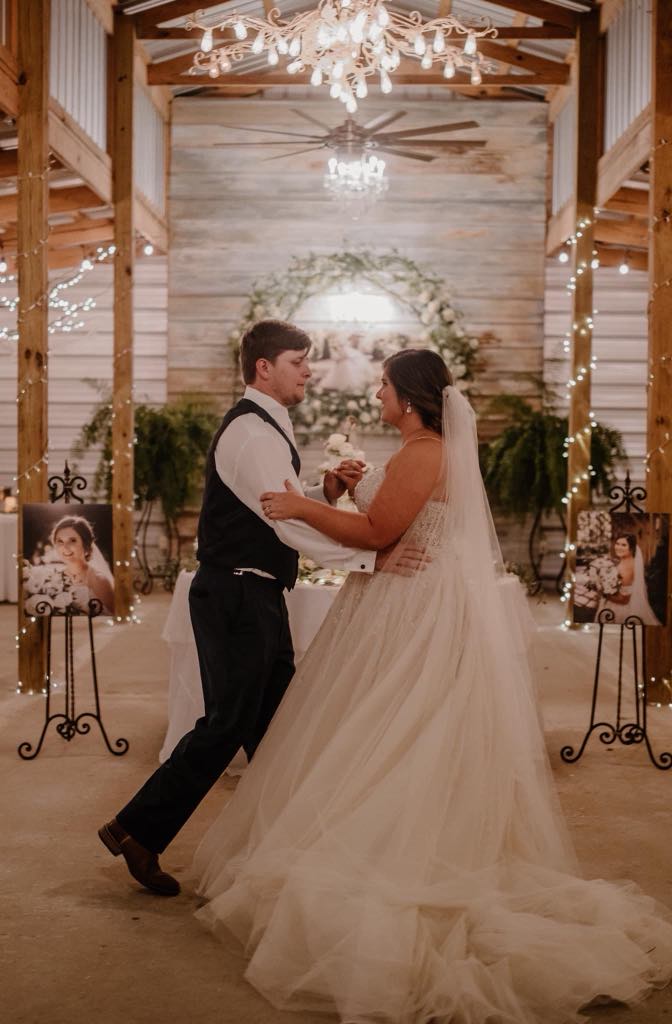 Bride and groom dancing inside the venue